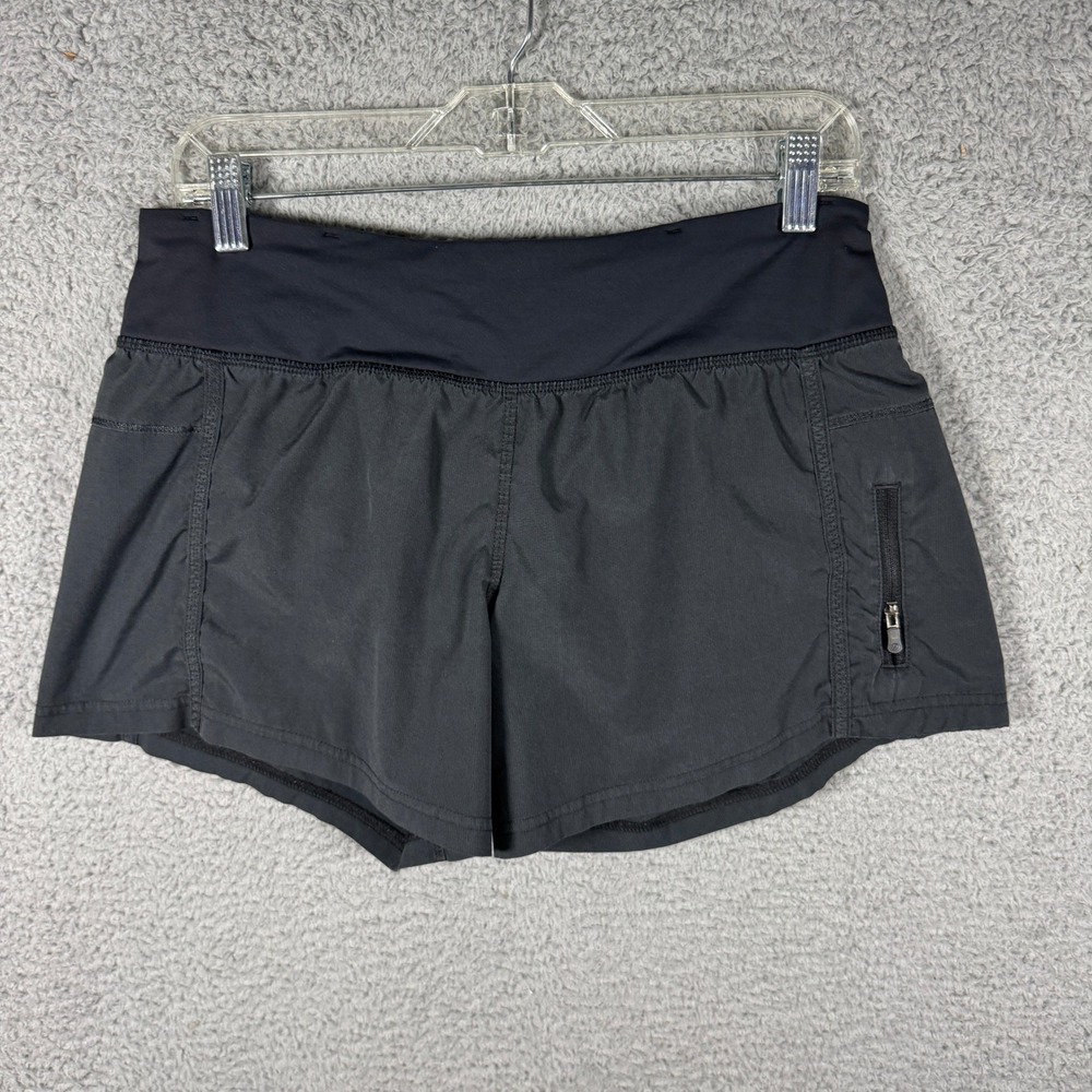 Lululemon Run Times Short Black Athletic Running Shorts Size 6 4 Inch Inseam